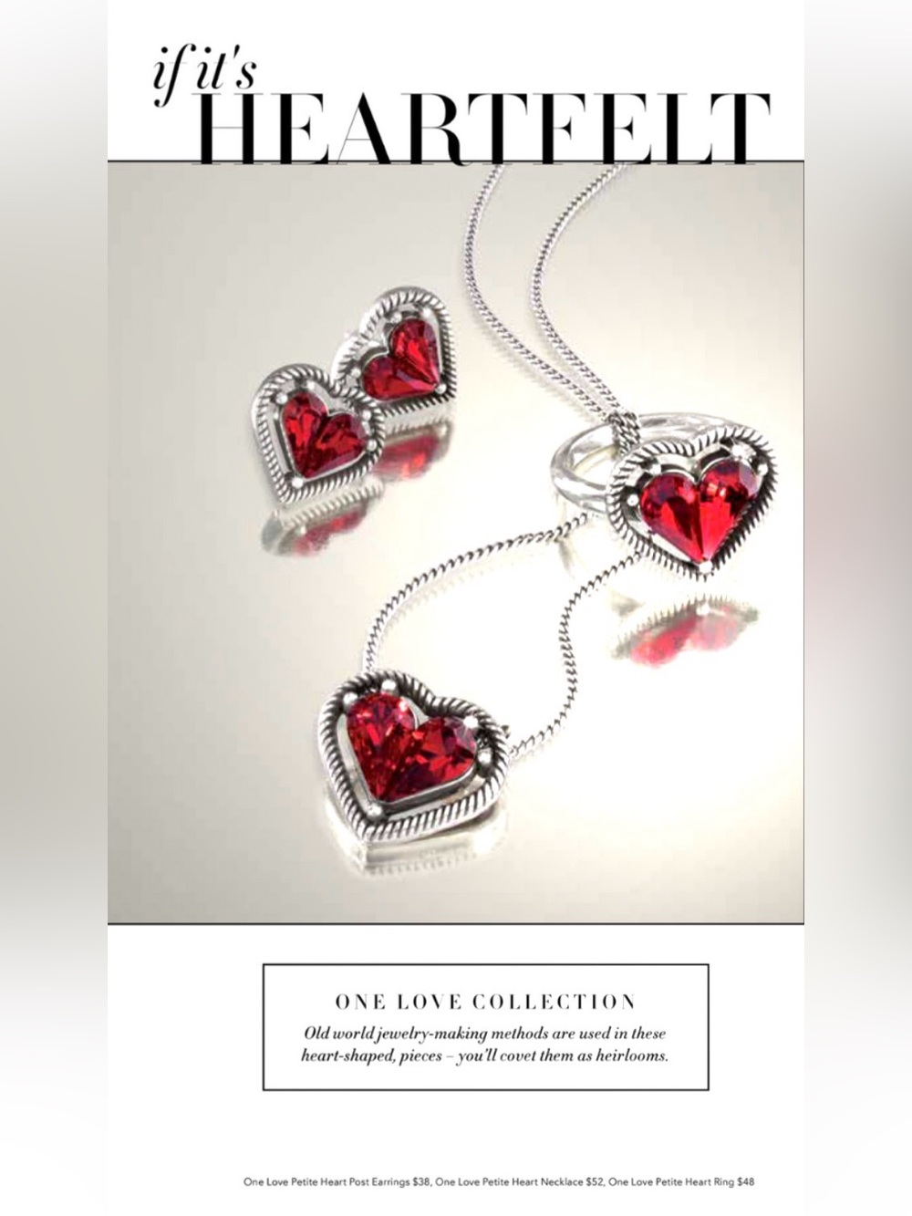 🌹♥️SET! SUPER RARE BRIGHTON ‘One Love’ RED SWAROVSKI CRYSTAL SLVR VTG+! - Picture 3 of 17